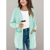 Girl's Open Front Cardigan Long Sleeve Knit Sweaters Kids Solid Cute Casual Loose Outerwear Coats with Pockets - 2 of 4