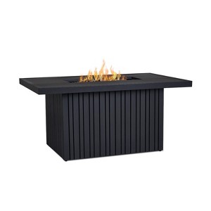 Calvin 52" Rectangle Metal Propane Fire Pit Table with Hidden Tank in Black Coral by Real Flame - 1 of 4