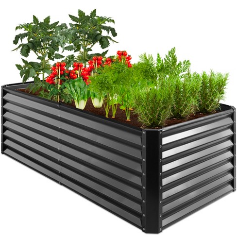 Raised Garden Bed Galvanized Planter Box Outdoor, Rot-Resistant Metal Garden Bed Planter for Vegetables Flower Herb (Silver)