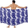 HAPPY BAY Men's Hawaiian Lava Lava Beach Sarong Wrap Beachwear Cover-Up Summer Long Swimwear Vacation Cover Up For Men One Size Blue Floral - 4 of 4