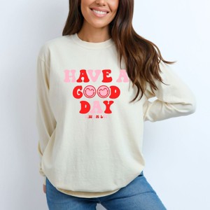 Simply Sage Market S.W.Smiley Have a Good Day Smiley Face Garment Dyed Long Sleeve - 1 of 4