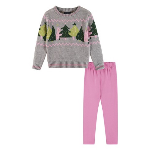 Andy & Evan  Toddler  Grey Chenille Sweater w/Tree Graphic & Legging Set - image 1 of 4