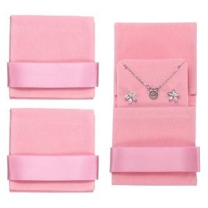 Unique Bargains Velvet Storage Ring Necklace Jewelry Pouches with Insert Pad 3.5" x 3.3" 3 Pcs - 1 of 4