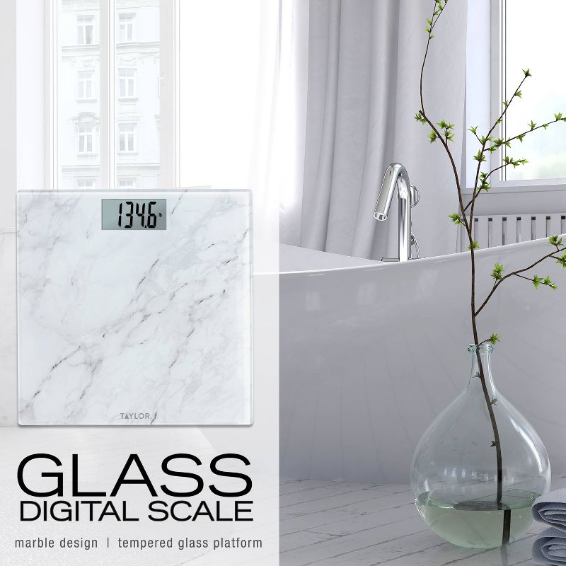 Glass Digital Scale with Marble Design White - Taylor, 3 of 12