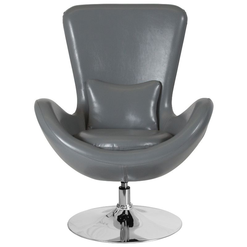 Merrick Lane High-Back Egg Style Lounge Chair With 360° Swivel Metal Base, 5 of 18