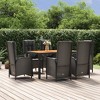vidaXL 7-Piece Patio Dining Set - Black Poly Rattan, Reclining Chairs with Cushions, Sturdy Steel Frame, Acacia Wood Table - 2 of 4