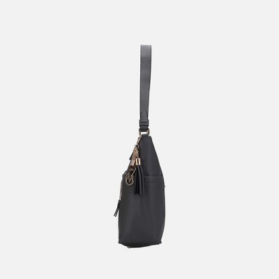 MKF Collection Shoulder Handbag, Ruby Vegan Leather with Adjustable Strap – MKF Collection by Mia K – Charcoal — фото 4