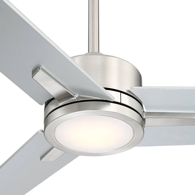 60" Casa Vieja Monte Largo Modern 3 Blade Indoor Ceiling Fan with Dimmable LED Light Remote Control Brushed Nickel Silver for Living Room Kitchen Home, 3 of 9