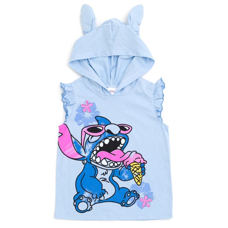 Disney Minnie Mouse Lilo & Stitch Girls French Terry Tank Top Shirt Dolphin and Active Shorts Little Kid to Big Kid, 3 of 8