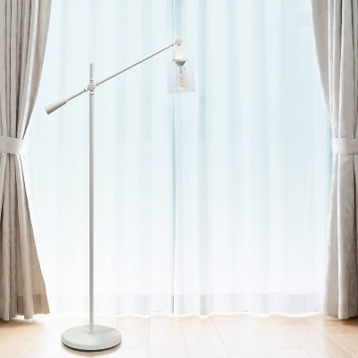 Edison White Adjustable Floor Lamp with Clear Glass Shade