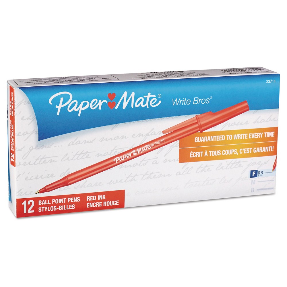 GTIN 041540337119 product image for Paper Mate Write Bros Stick Ballpoint Pen 0.8mm 12 ct - Red | upcitemdb.com