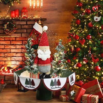 31.5" Red and Green Animated Musical Snowing Christmas Decor with LED Lights