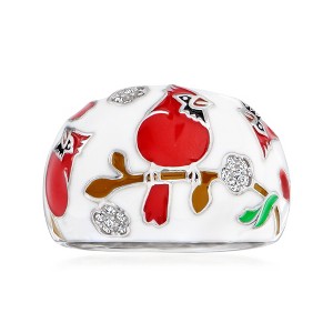 Ross-Simons 0.10 ct. t.w. White Topaz and Multicolored Enamel Cardinal Ring in Sterling Silver - 1 of 4