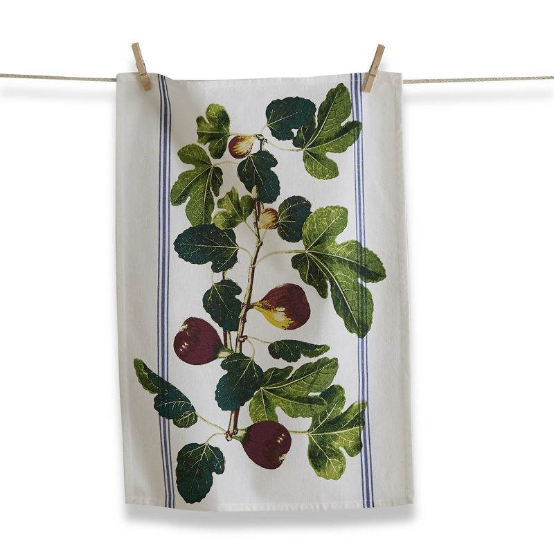 TAG Orchard Figs All Over Figs on Vine Print on White Background Cotton   Kitchen Dishtowel 26L x 18W in., 1 of 3