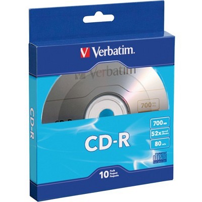 Verbatim CD-R 700MB 52X with Branded Surface - 10pk Bulk Box - 120mm - 1.33  Hour Maximum Recording Time