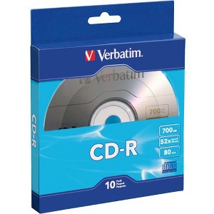 Verbatim CD-R 700MB 52X with Branded Surface - 10pk Bulk Box - 120mm - 1.33 Hour Maximum Recording Time - 1 of 1