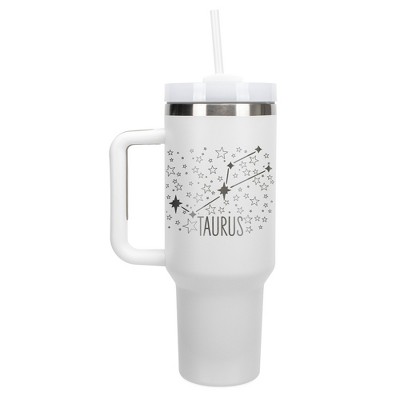 100 North Taurus Zodiac Astrology Star Sign Wrap-Around 40 Oz. Stainless Steel Water Bottle Coffee Mug, Spill & Leak Resistant, Travel Tumbler with