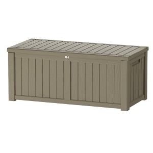 FURNIinspire Deck Boxes, 120 Gallon Waterproof Deck Box with Lockable Storage Box for Garden Tools, Garden Furniture, Brown, 54.3"*26.5"*24.2" - 1 of 4