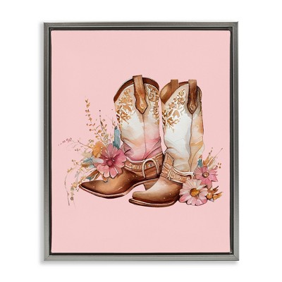 Stupell Industries Floral Pink Cowgirl Boots, 25" x 31"