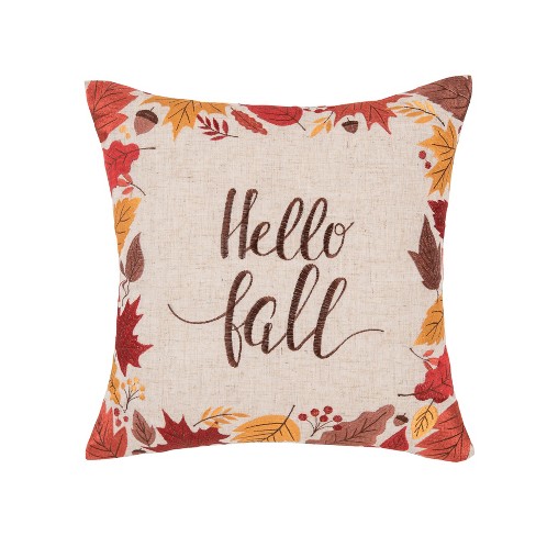 Tufted Hello Fall Fringed Lumbar Pillow