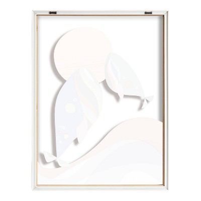 Modern Colorful Whales Framed Glass Art Print