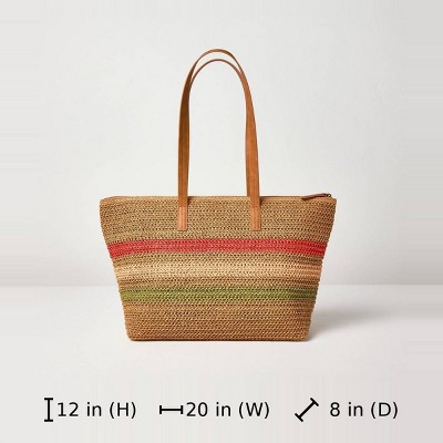 Hearth & Hand with Magnolia Woven Tote Beach Bag Striped Red/Cream/Green - Hearth & Hand™ with Magnolia — фото 4