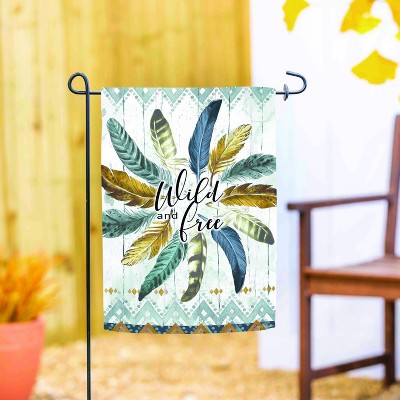 Wild and Free Multi-Color Feather Circle Garden Flag