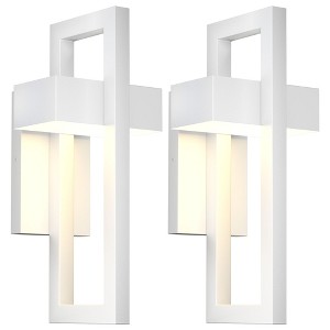 2pc Large Outdoor Wall Lights Modern Exterior Lighting Fixtures  White - 1 of 4