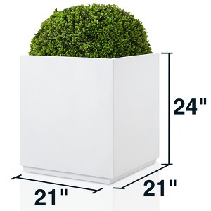 Wallowa Weather Resistant Square Metal Planter Box with Drainage Hole for Large Plants and Trees White 21"x21"x24" - 1 of 4