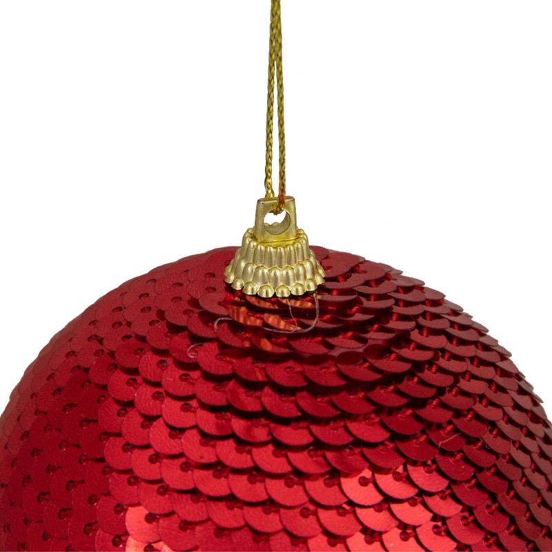 Northlight Red Sequin Shatterproof Ball Christmas Ornament 3", 2 of 4