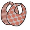 Bacati - Ikat Coral/Gray Dots/Stripes Muslin 4 pc set of Bibs & Burp Cloths Set - 2 of 4