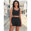 ATHLECHIC Onfers Women Ribbed Knit Crop Tank Tops Short Sets with Pockets Travel Outfits 2 Pcs - 2 of 4