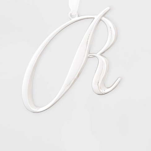 Metal Monogram Christmas Tree Ornament Letter R Silver - Wondershop™