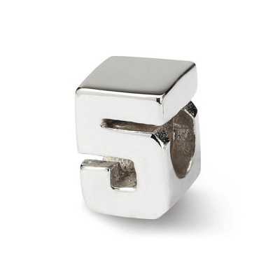 Black Bow Jewelry Sterling Silver Block Style, Number 5 Bead Charm