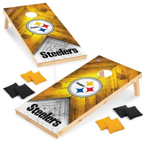 NFL Pittsburgh Steelers 2'x4' Wood Cornhole Set - 1 of 4