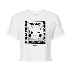 Women's - Pokémon - Pikachu Wink Face Cropped Graphic T-Shirt - 1 of 4