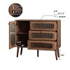 GDFStudio Delyra Vintage Wooden Glass Accent Cabinet with 3 Drawers and 1 Door - 4 of 4
