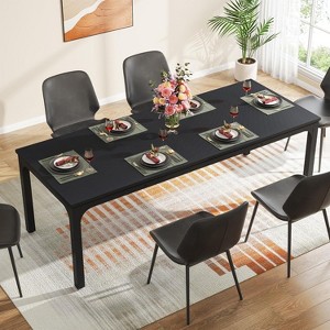 Okak Farmhouse Wood Large Collaborative Desk Rectangle Dining Table,Long Modern Kitchen Dinner Table for Dining Room,Breakfast Nook - 1 of 4