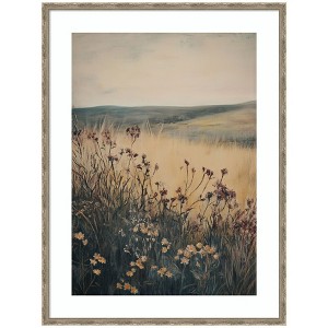 Kate and Laurel Landscape Wild Flower by Melloi Art Prints Framed Wall Art Print, 32 x 42, Mila Dark Silver - 1 of 4