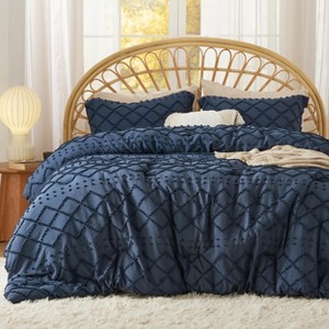 Queen Comforter Set -Bedsure 3Pcs Comforter Bedding Set with Intricate Solid Embroidery - 1 of 4