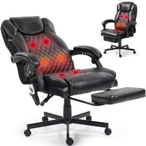 Bosmiller Massage Office Chair with Foot Rest, 6 Points Vibration Heating Executive Chairs  Ergonomic Home Office  Desk Chair - 1 of 4