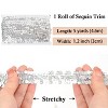 Alilang Elastic Sequin Trim, 1.2 Inch 3 Row Flat Glitter Paillette Sequin Ribbon, Metallic Stretch Sequin Strip Sewing DIY Craft, 5 Yards, Silver - 2 of 4