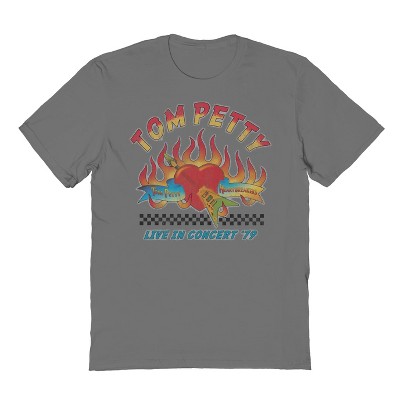 Tom Petty Men's Flaming Heart Short Sleeve Graphic Cotton T-Shirt