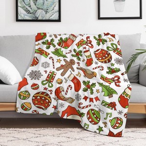 Merry Christmas Seamless Christmas Throw Blanket Soft Fleece Christmas Blanket Cozy Flannel Throw for Couch Bed 30x40 inches - 1 of 1