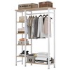 VECELO Open Garment Clothing Rack, Heavy Duty Free-Standing Storage Closet with 5 Shelves & Hanging Rod for Small Spaces, Oak/White - 3 of 4