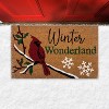 Kate Aurora Christmas Winter Wonderland Cardinal & Snowflakes Bristled Outdoor Welcome Mat - 18"x30" - 2 of 4