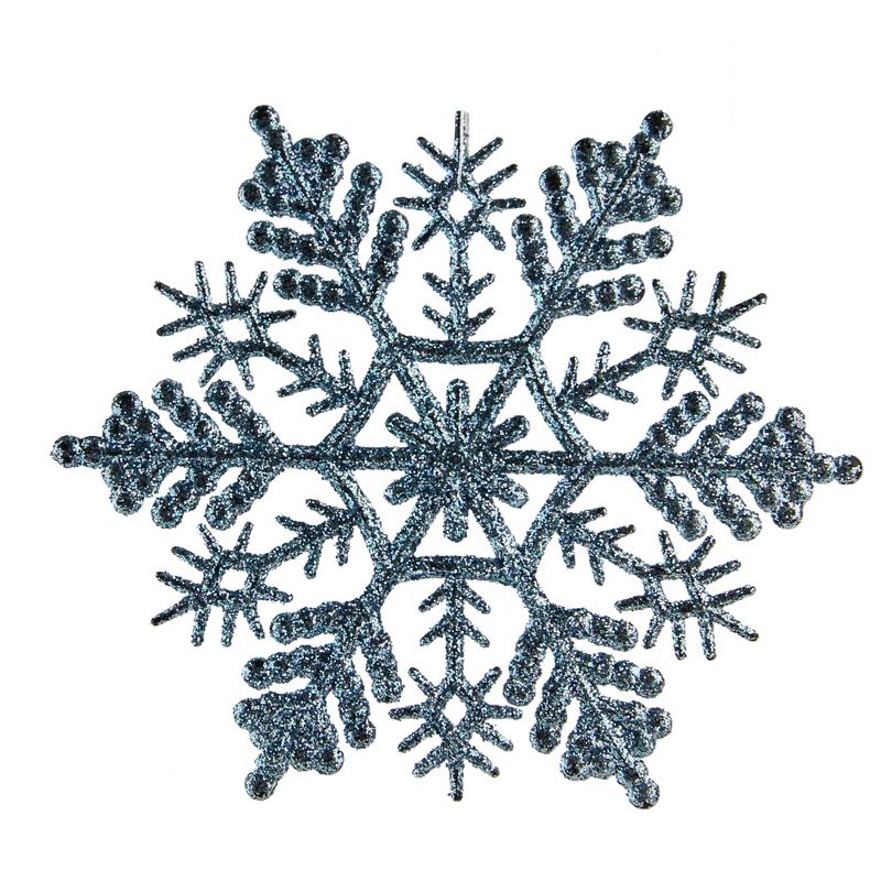Northlight 24ct Glitter Snowflake Christmas Ornament Set 4" - Baby Blue, 1 of 3