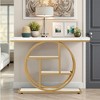 Lirago, 4-Tier Entryway Table with Circular Metal Frame, Made of Engineered Wood & Metal,11.81"D x 41.34"W x 31.5"H,Rustic White - 2 of 4