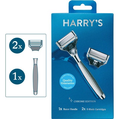 Harry's 5-Blade Men's Razor - 1 Razor Handle + 2 Razor Blade Refills - Chrome Edition Handle