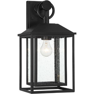 John Timberland Califa Mission Outdoor Wall Light Fixture Black Metal 18" Clear Seedy Glass for Post Exterior Barn Deck House Porch Yard Patio Home - 1 of 4
